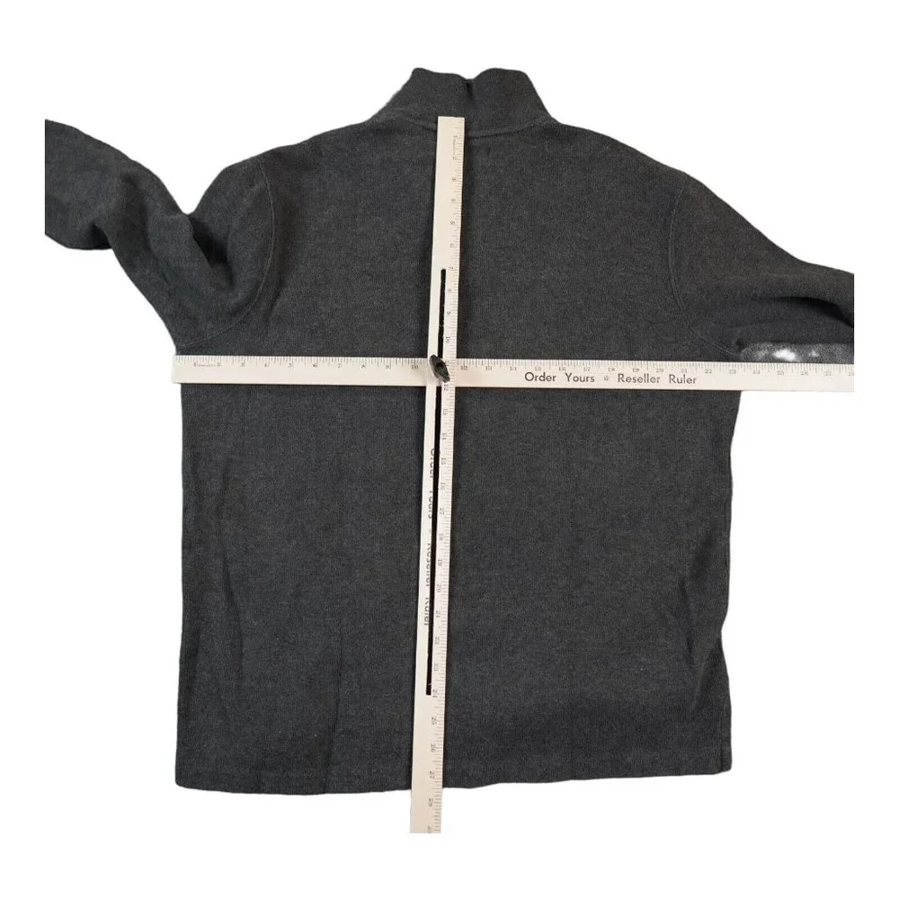 VTG Polo Ralph Lauren Sweater Men's Large Dark Gray Mock Neck‎ Quarter Preppy